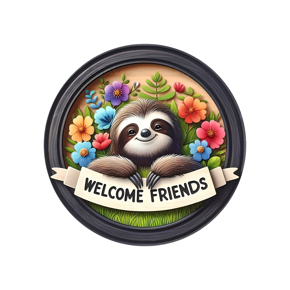 Vintage Round Sign Wooden Hanging Board Wall Decoration Animal Series Welcome Door Hanging Wall Hanging