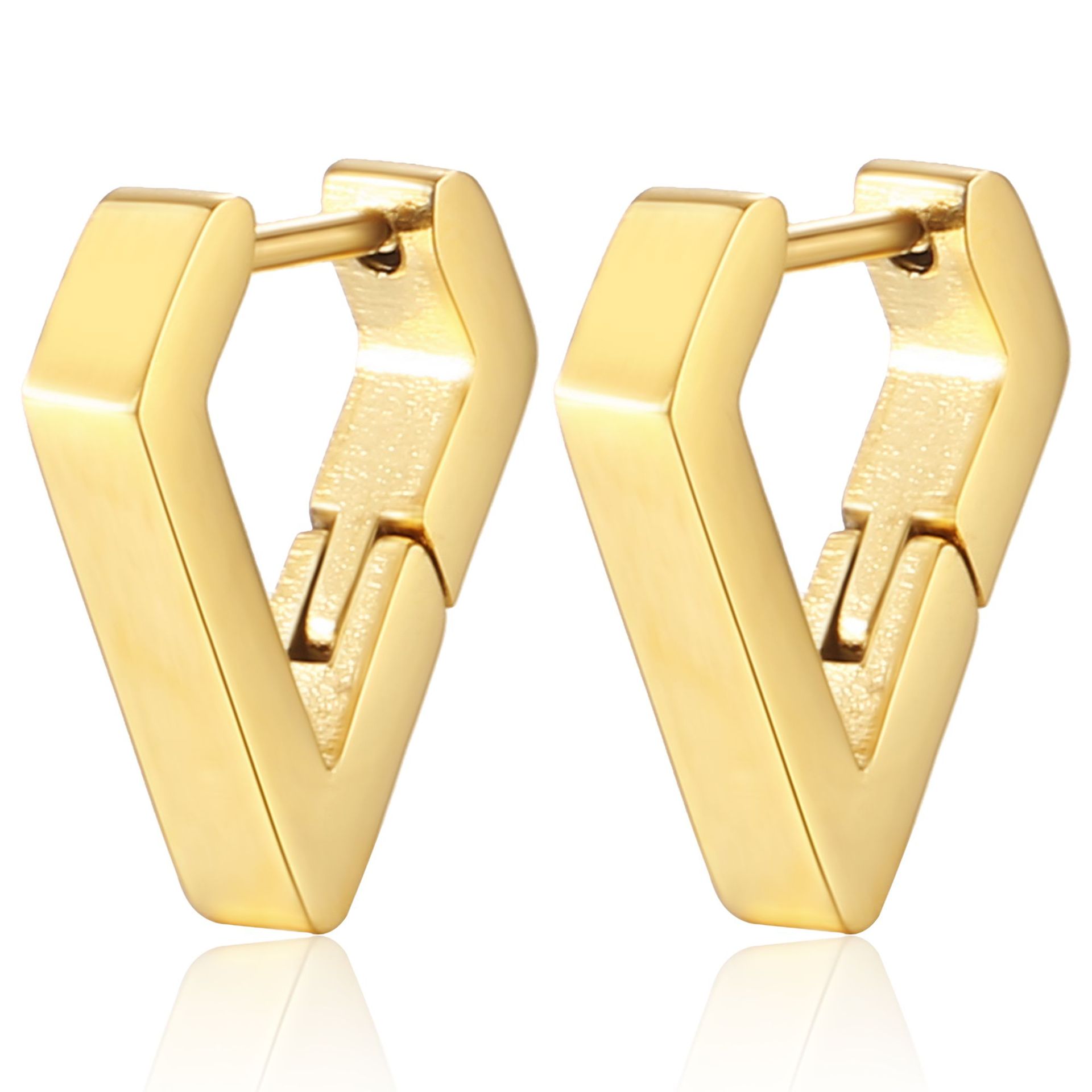 Exclusive stainless steel ear clips for women, hand-polished geometric earrings, furnace real gold ear accessories
