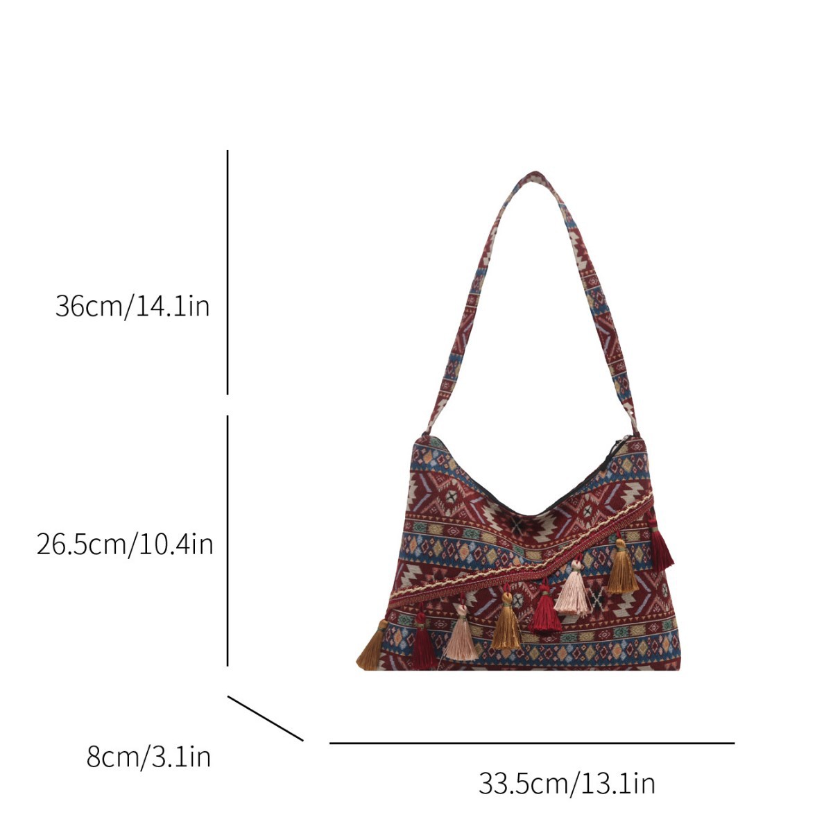 Ethnic Style Large Capacity Bag Women 2026 New Fringe Crossbody Bag Simple Single Shoulder Bag