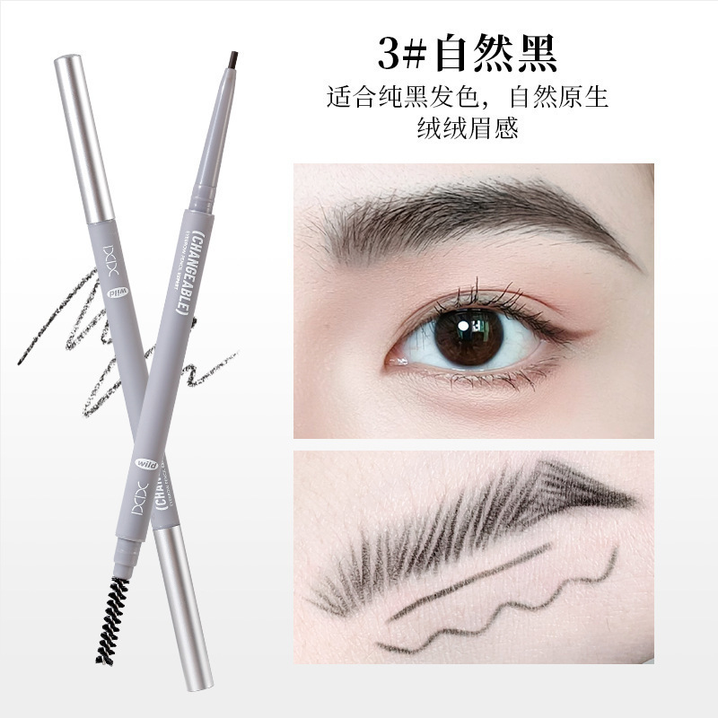 Makeup xixi Stereo Outline Fog Sense Eyebrow Pen Natural Color Rendering Root and Root Waterproof Double Eyebrow Pen