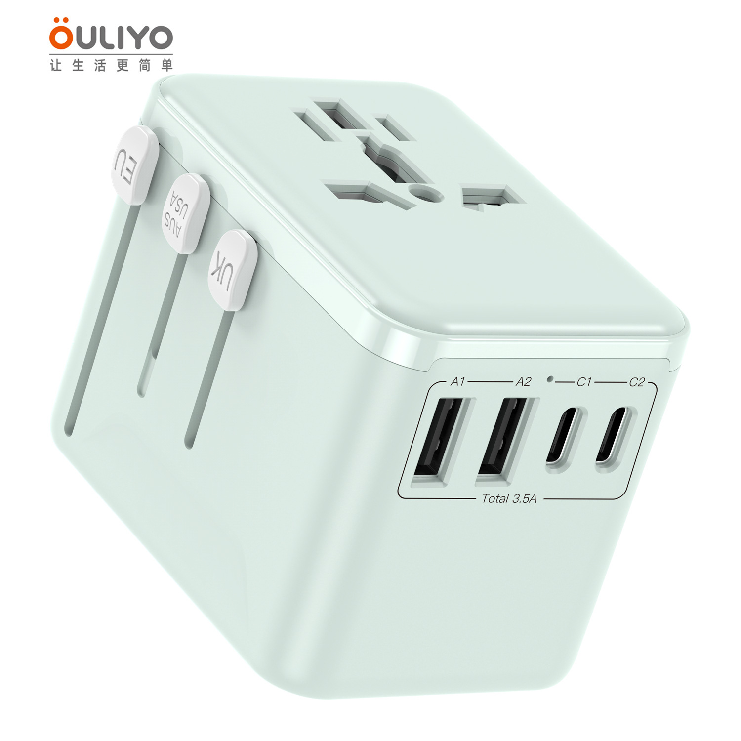 Multi-function Adapter Plug Global 2A2C Fast Charging 3.5A Socket Converter Multi-country Travel Plug