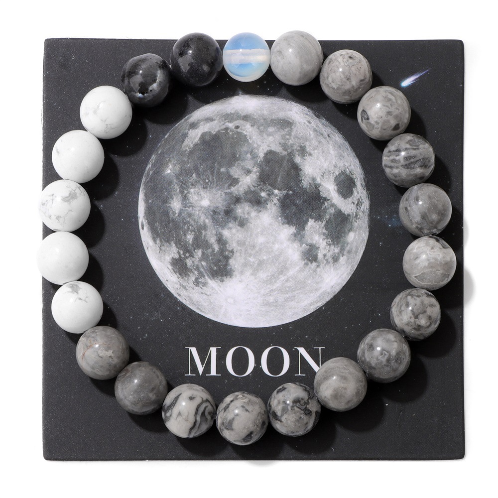 New solar system eight planets artificial stone elastic rope bead bracelet unisex gift bracelet accessory
