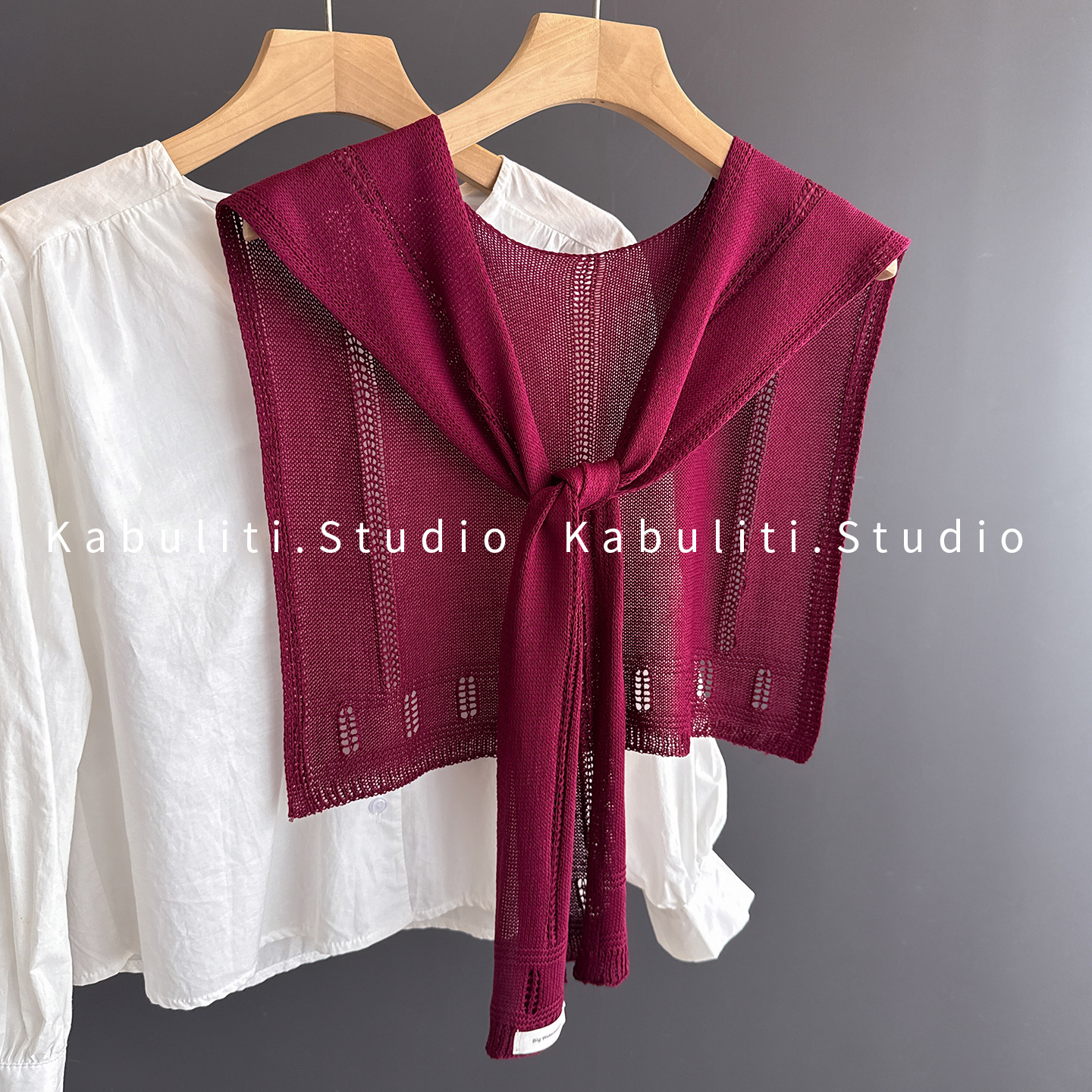 Outerwear knitted small shawl women off-white office air-conditioned room neck protection cape thin scarf matching shirt skirt