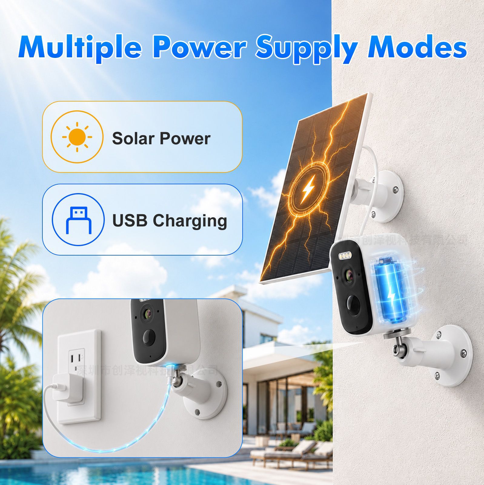 Custom Magnetic Battery Camera Waterproof Solar icsee Wireless Intelligent Surveillance