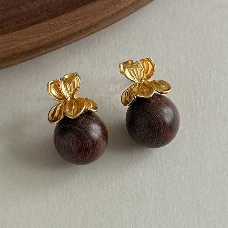 Natural Solid Wood Mother-of-Pearl Shell Geometric Earrings Drop Earrings Commuter Earrings for Women