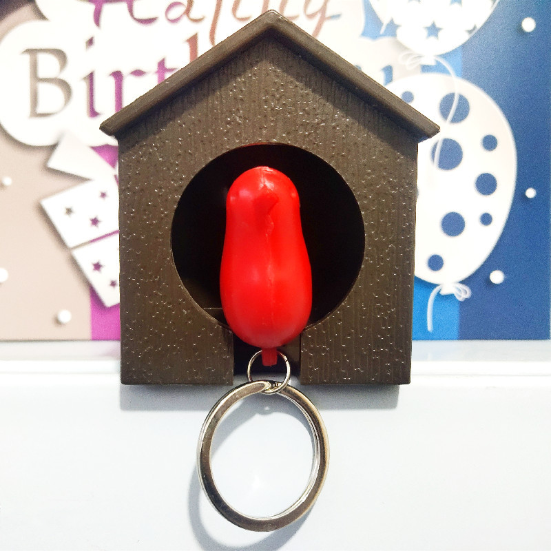 Love Nest Bird Keychain Key Finder Single Sparrow Whistle Birdhouse Novelty Gift