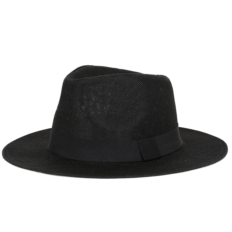 Summer Fedora Men's Linen Sun Hat Panama Flat Brim British Jazz Hat Sun Protection Gentleman Hat