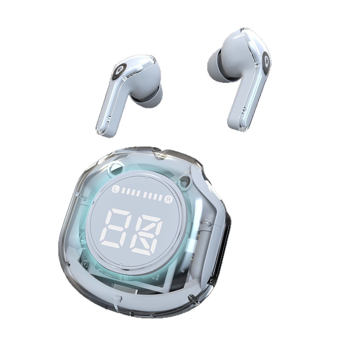 Colorful Crystal Armor Cabin Wireless Bluetooth Earphones HK6 Smart Noise Reduction Touch Dual Master Digital Display TWS