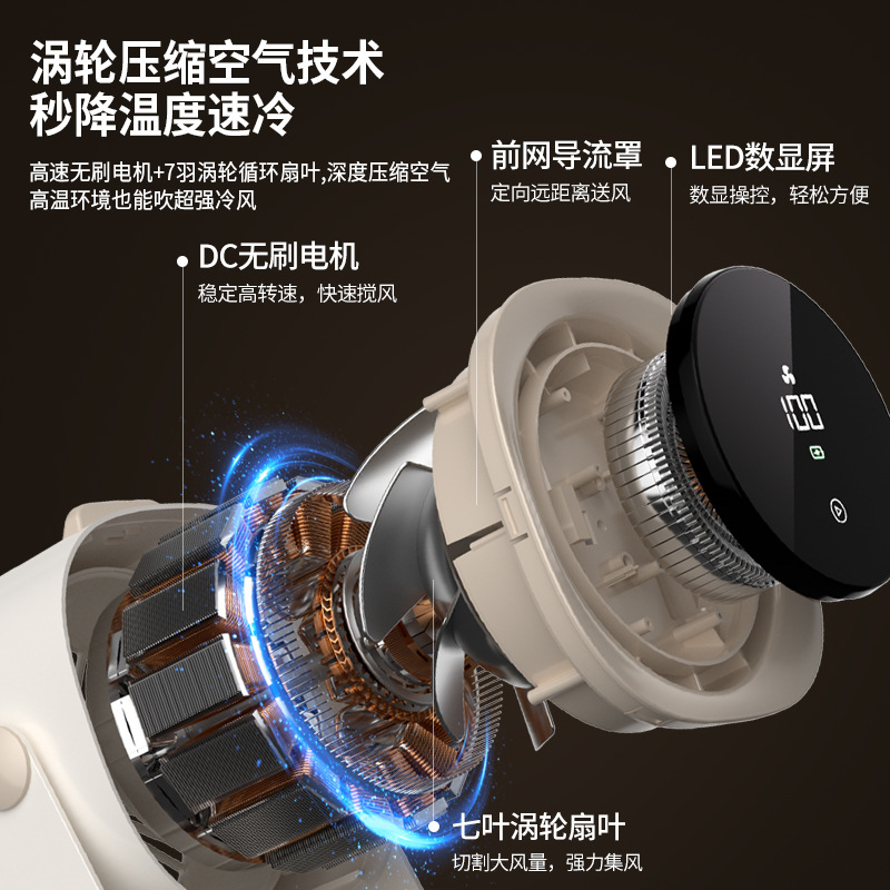 2025 New Desktop Fan Rechargeable Silent Touch Screen Long Battery Life Circulating Fan Wall-Mounted Desktop Small Fan