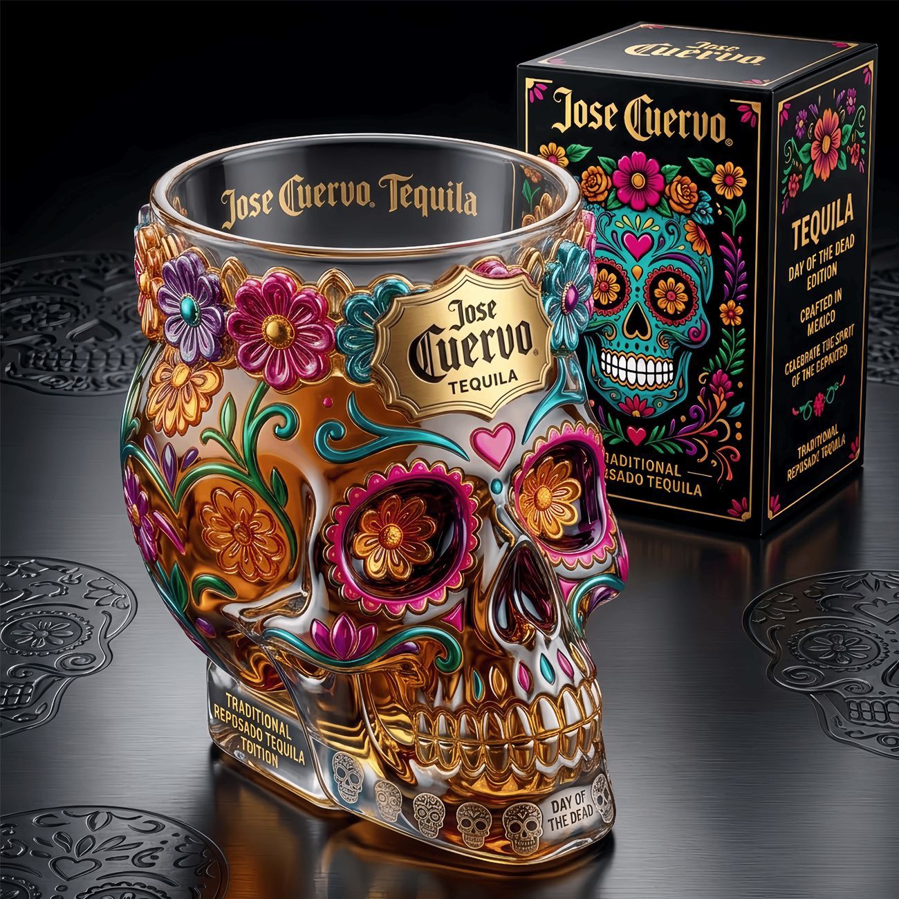 High borosilicate glass skull bottle food grade liquor dispensing bottle bar ornament