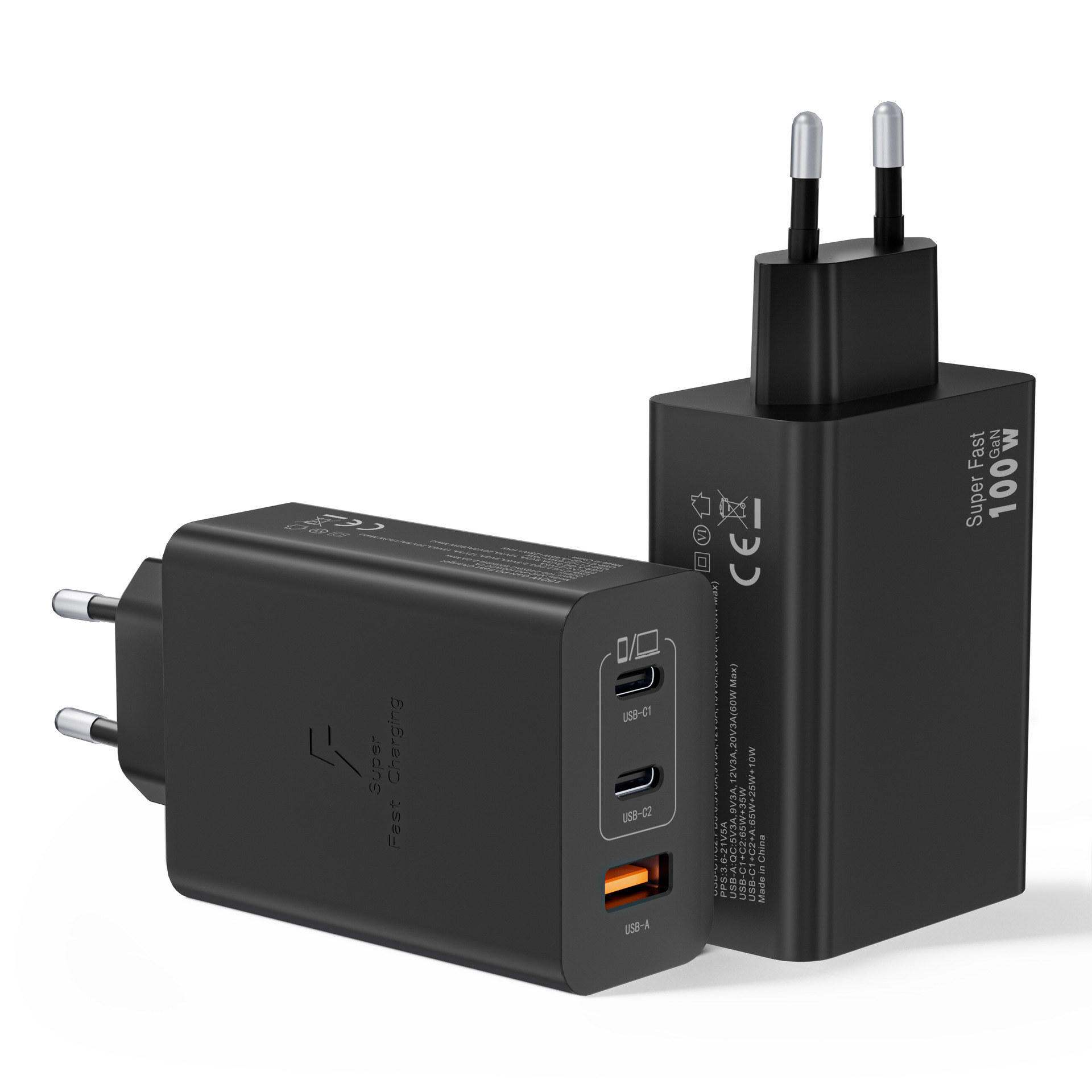 High power 100W EU standard GaN multi-port fast charging for Apple 16 charger Samsung phone Samsung laptop