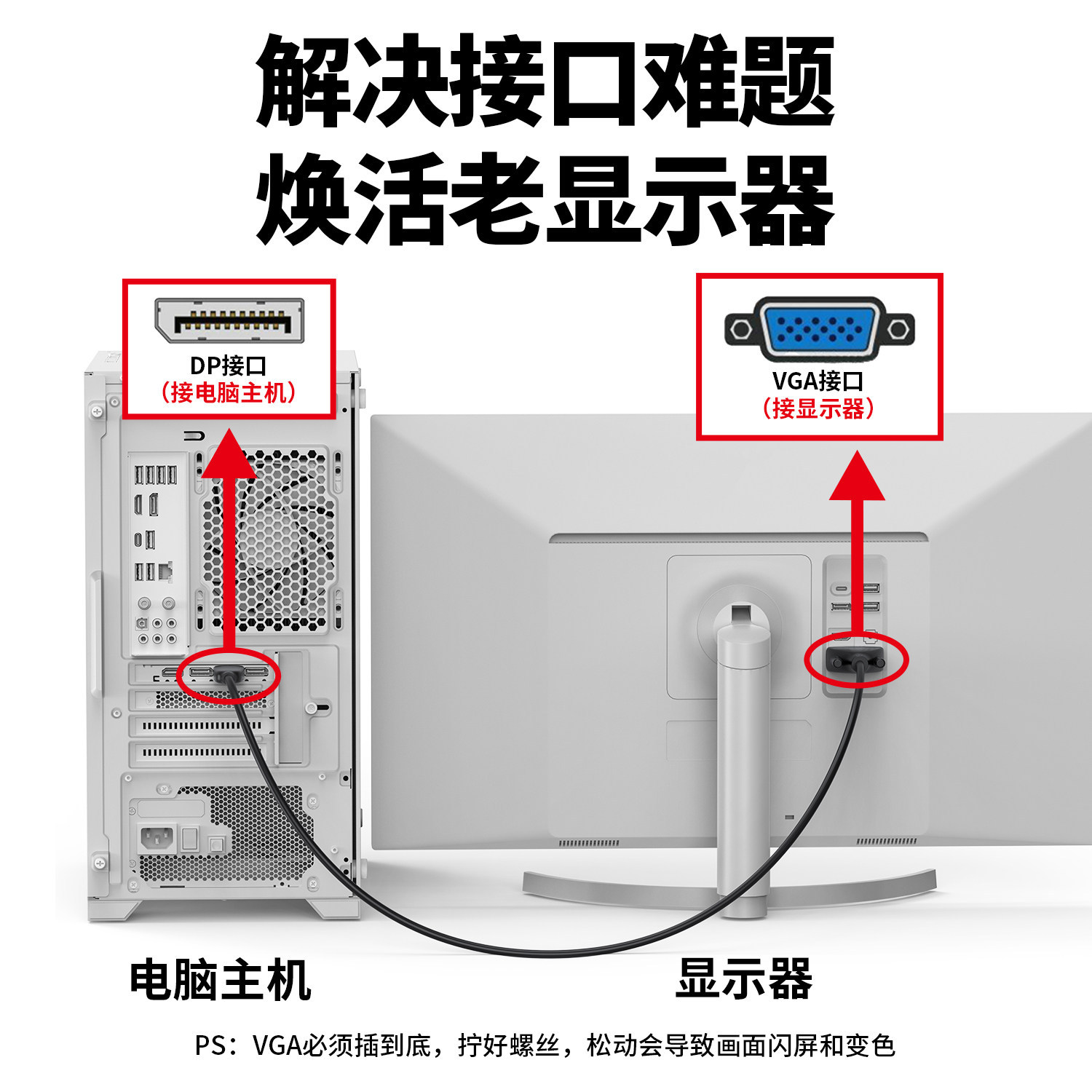 DP to VGA conversion cable 1.8m Displayport to VGA adapter cable DP to VGA cable 1.8m