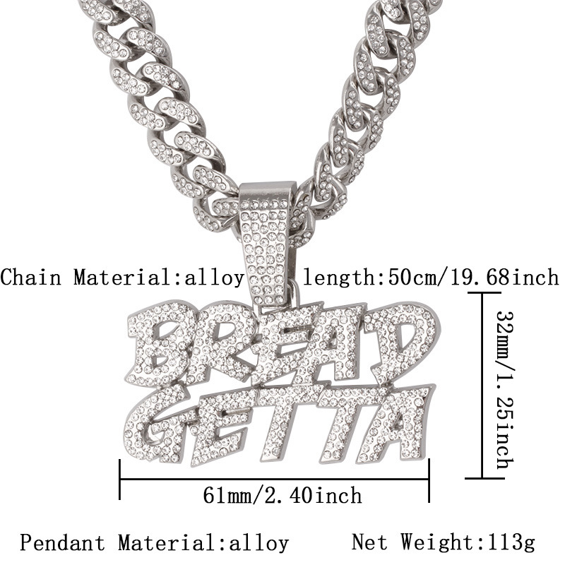 Gangster hip-hop full diamond pendant exaggerated alloy Cuban chain necklace pendant diamond-embedded cross
