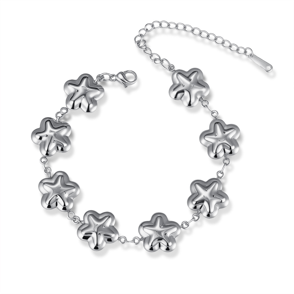 Stainless steel hollow bracelet for women, cross chain, 18K handmade chain