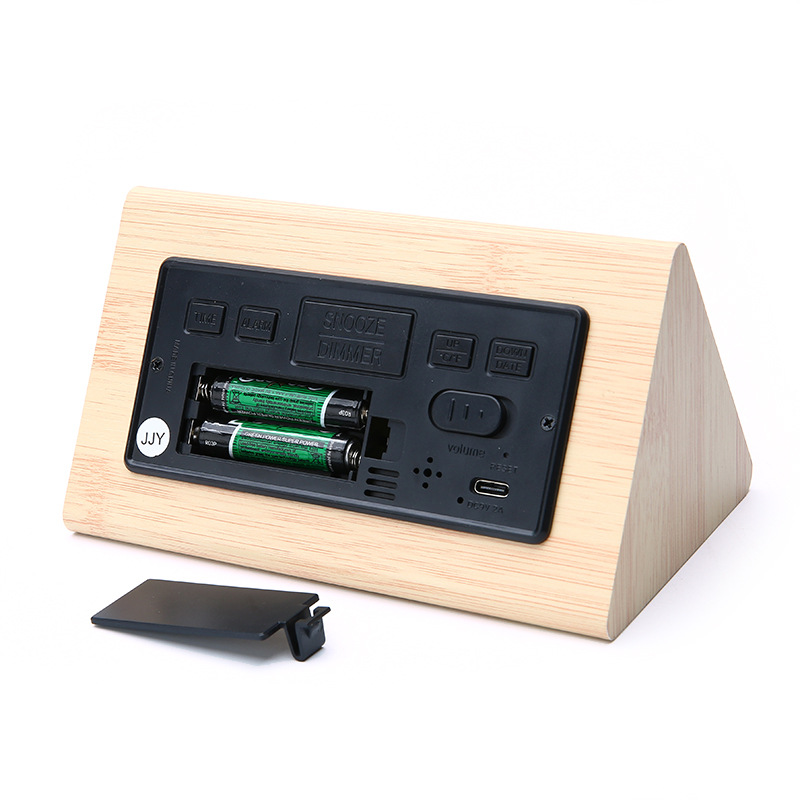 Japanese radio-controlled clock, German radio-controlled, automatic time setting, multi-functional temperature and humidity wooden clock, snooze alarm clock
