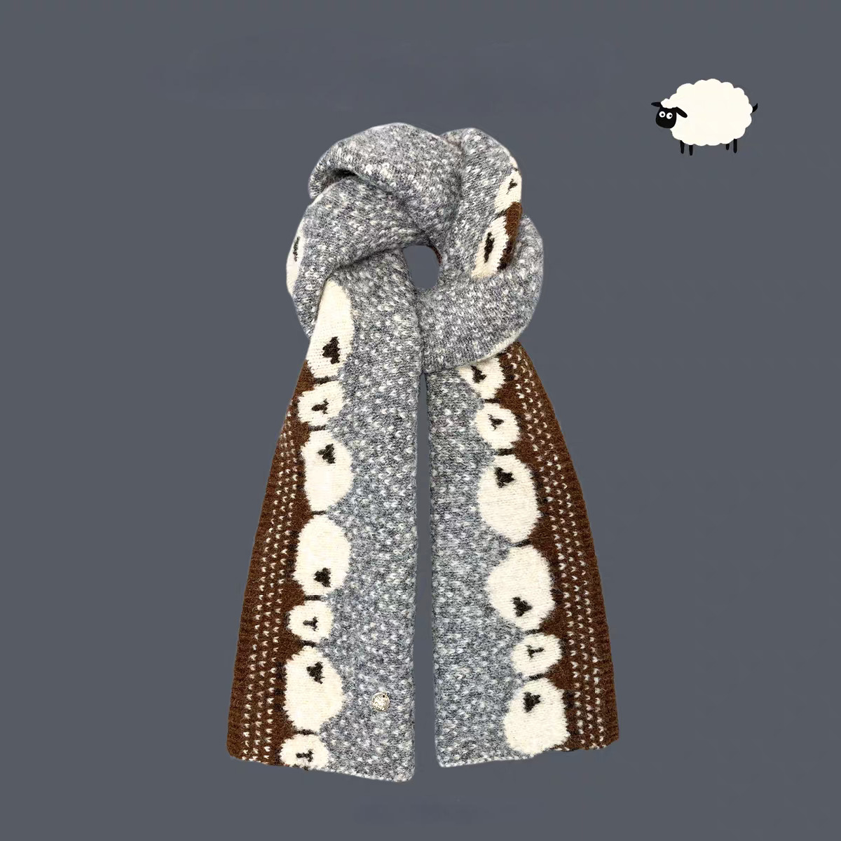 Imitation mink small raccoon jacquard scarf women autumn and winter warm thick cute cartoon neck scarf student
