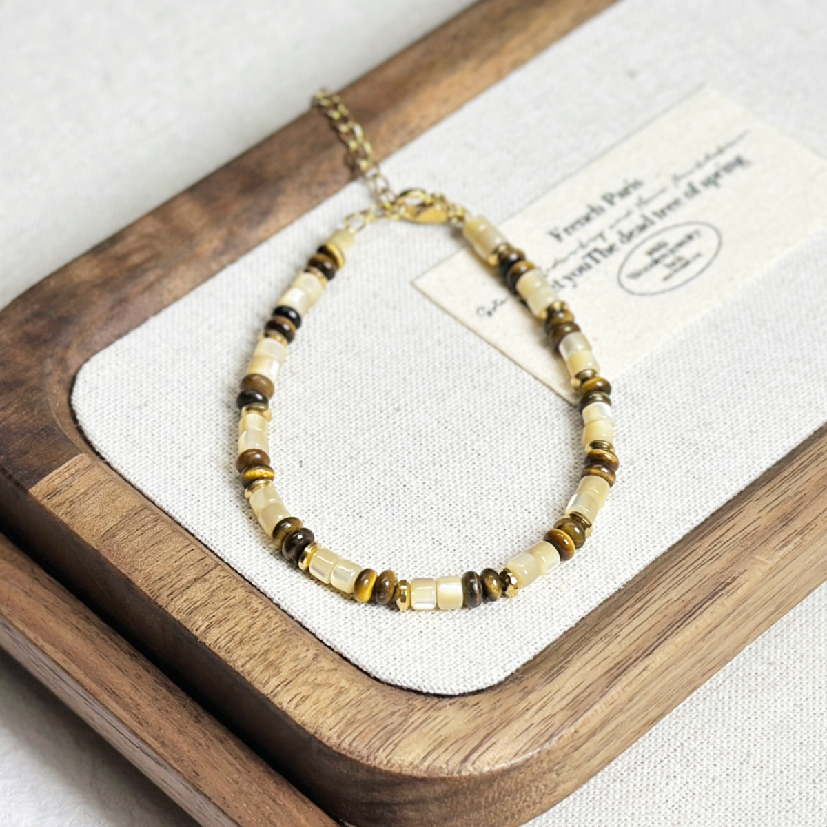 Natural Shell Bracelet Milad Color Tiger Eye Bracelet Simple Imported Seed Bead Bracelet
