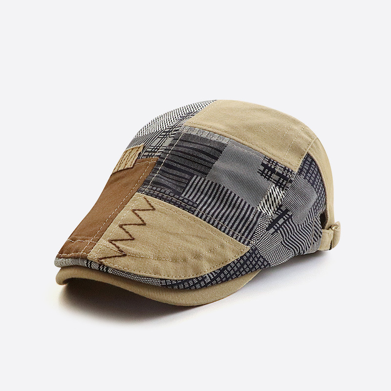 New patchwork plaid niche cap for women, summer sun-protective hat, men's forward cap