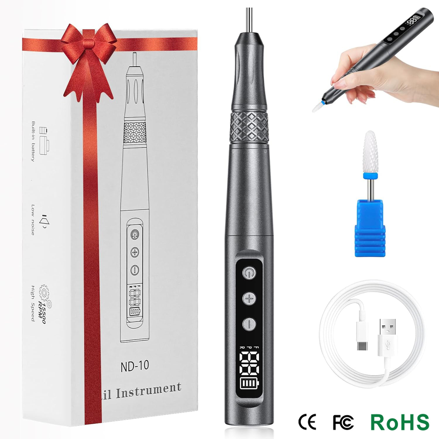 Electric Nail Drill for Manicure and Pedicure, Small Electric Polishing and Nail File Tool for Professional Use