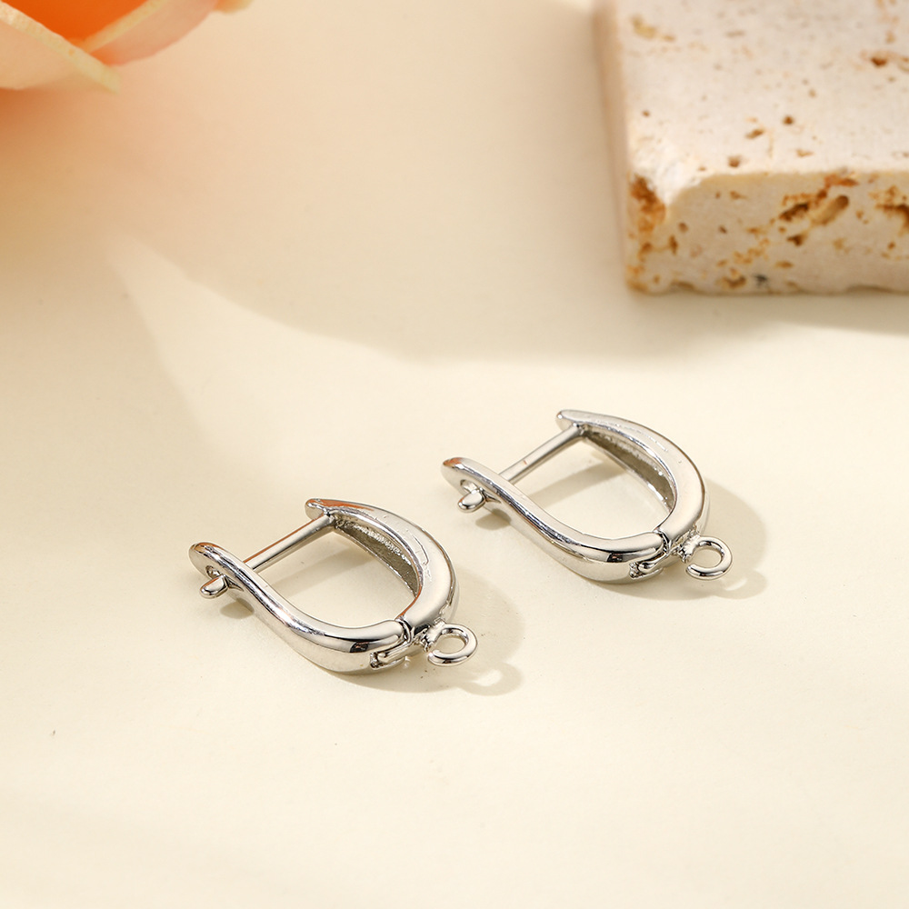 Copper plated 18K gold shiny U-shaped earring hooks, simple DIY earring ear buckle jewelry handmade accessories materials