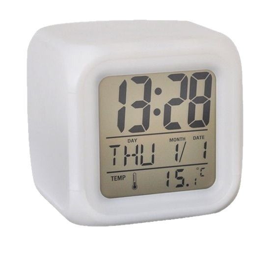 Seven Color Square Clock Small Square Alarm Clock LED Seven Color Changing Night Light Electronic Alarm Clock Gift
