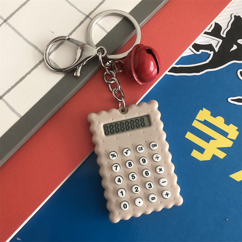Biscuit Type Mini Calculator Bell Keychain Pendant Student Portable Palm Cute Computer