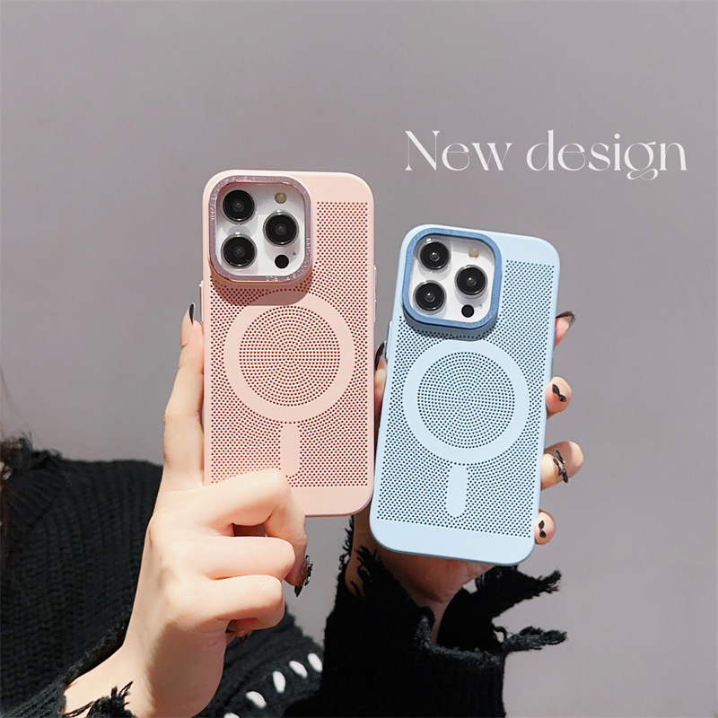 Compatible with iPhone 14 Pro Max mesh heat dissipation phone case magsafe magnetic Apple 13 breathable protective case