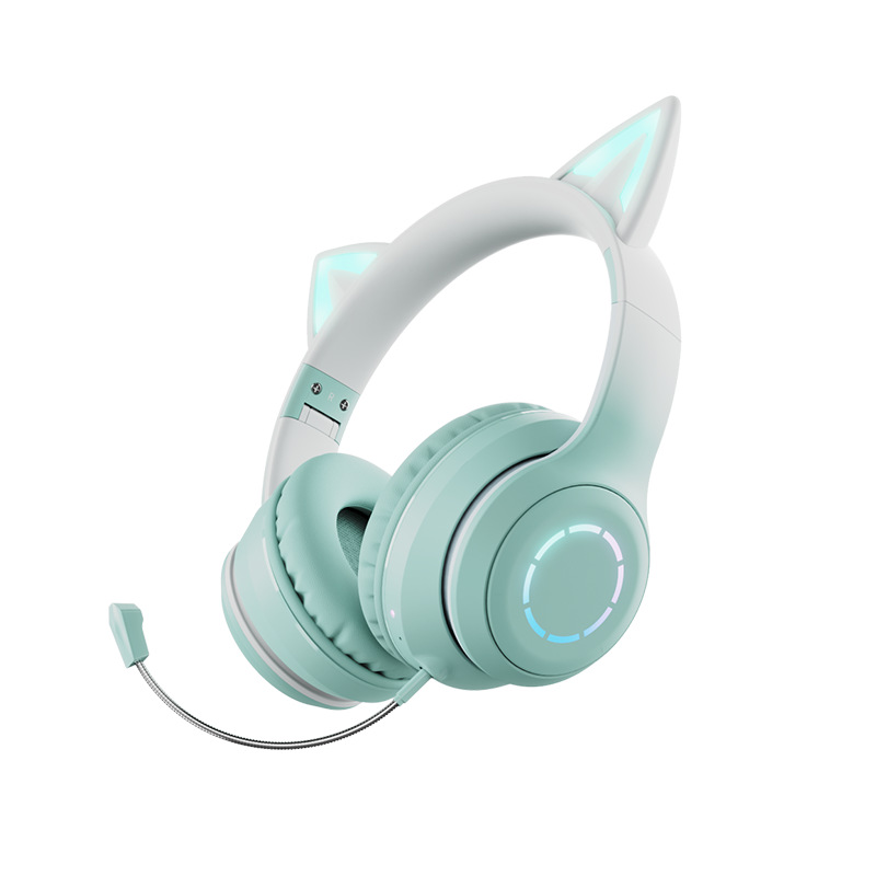 Over-ear Bluetooth Headphones Cat Ear Wireless Light Cute Women Children Music Phone Computer Game E-sports Earphone