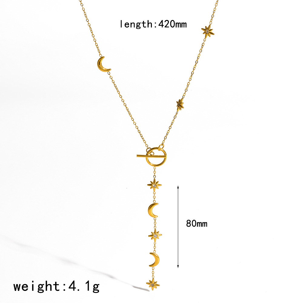 Ding Duo Y-shaped necklace 18k gold long stainless steel sweater chain necklace