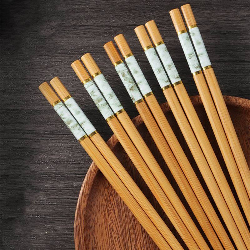 Printed bamboo chopsticks not easy to mold easy to clean household five-color chopsticks serving chopsticks easy to clean tableware