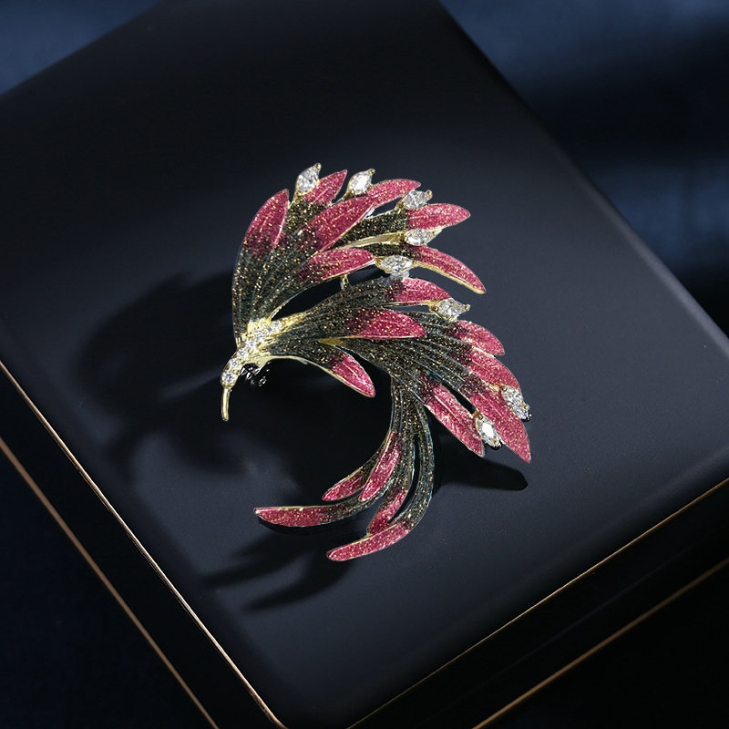 Chinese Style Phoenix Brooch Cheongsam Dress Accessories Elegant Pin Chinese Style Gradient Feather Brooch