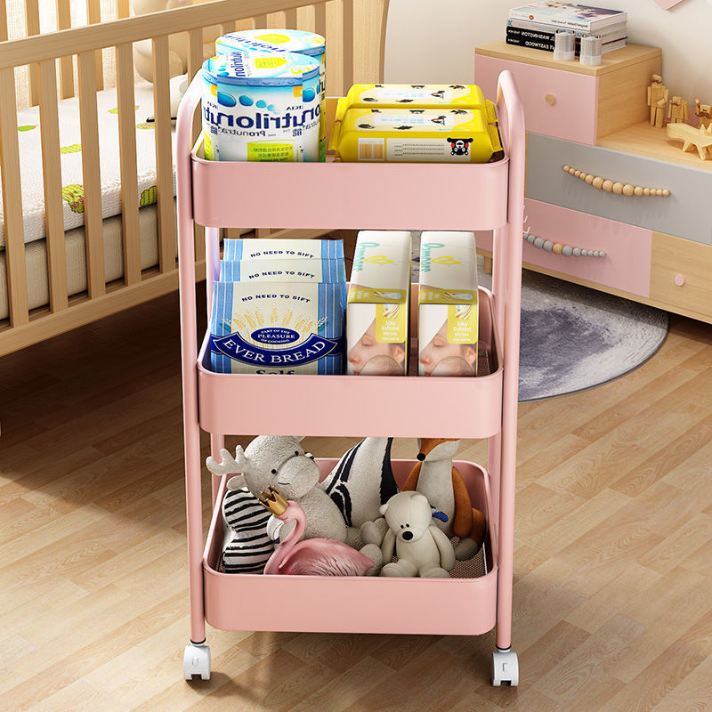 Beauty salon special trolley beauty cart three-layer barber shop hairdressing nail hand push tool cart storage shelf