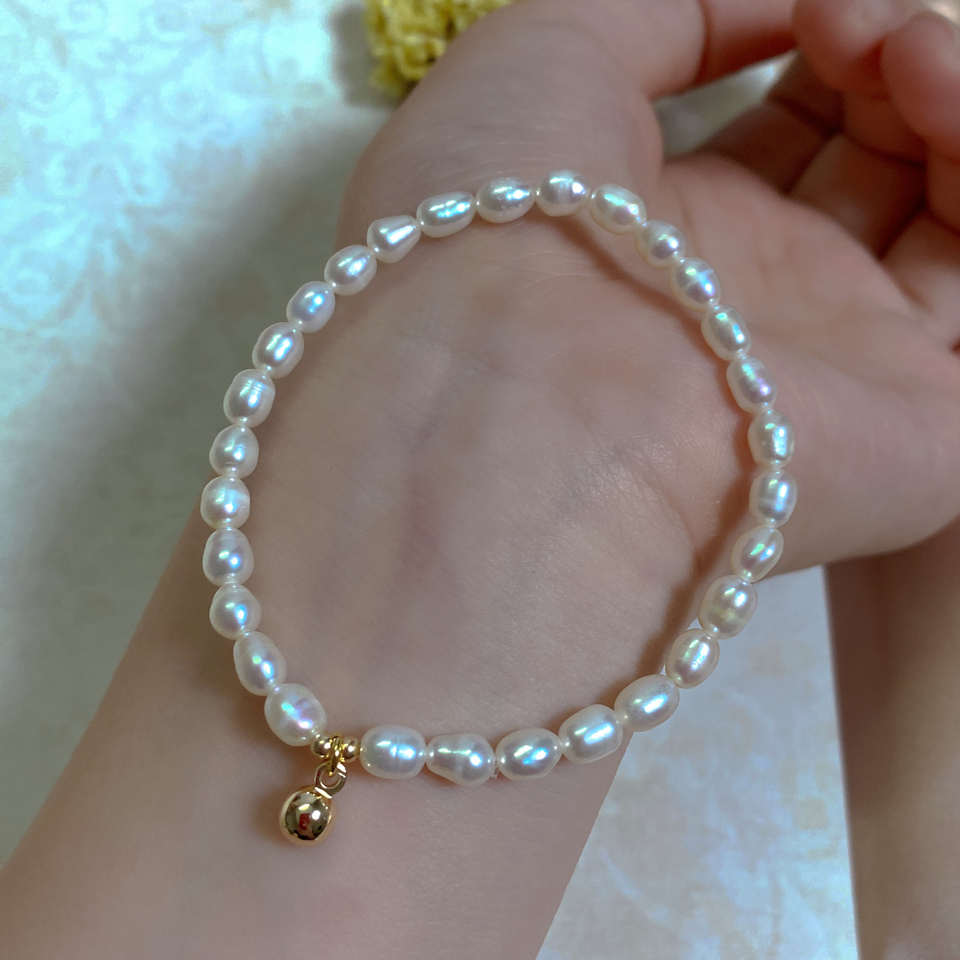 Irregular freshwater pearl bracelet elastic adjustable baroque style