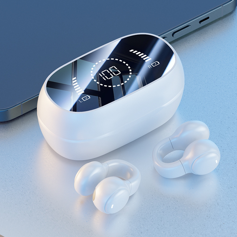 New Private Mold M47 Clip-on Bone Conduction Bluetooth Earphone, In-Ear Free Sports Digital Display Long Battery Life Earphone