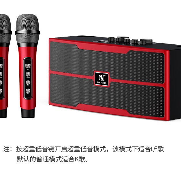 YS201 Wireless Bluetooth KTV Small Speaker Rock Bass Small Cannon Speaker Dual Microphone All-in-One Home Set