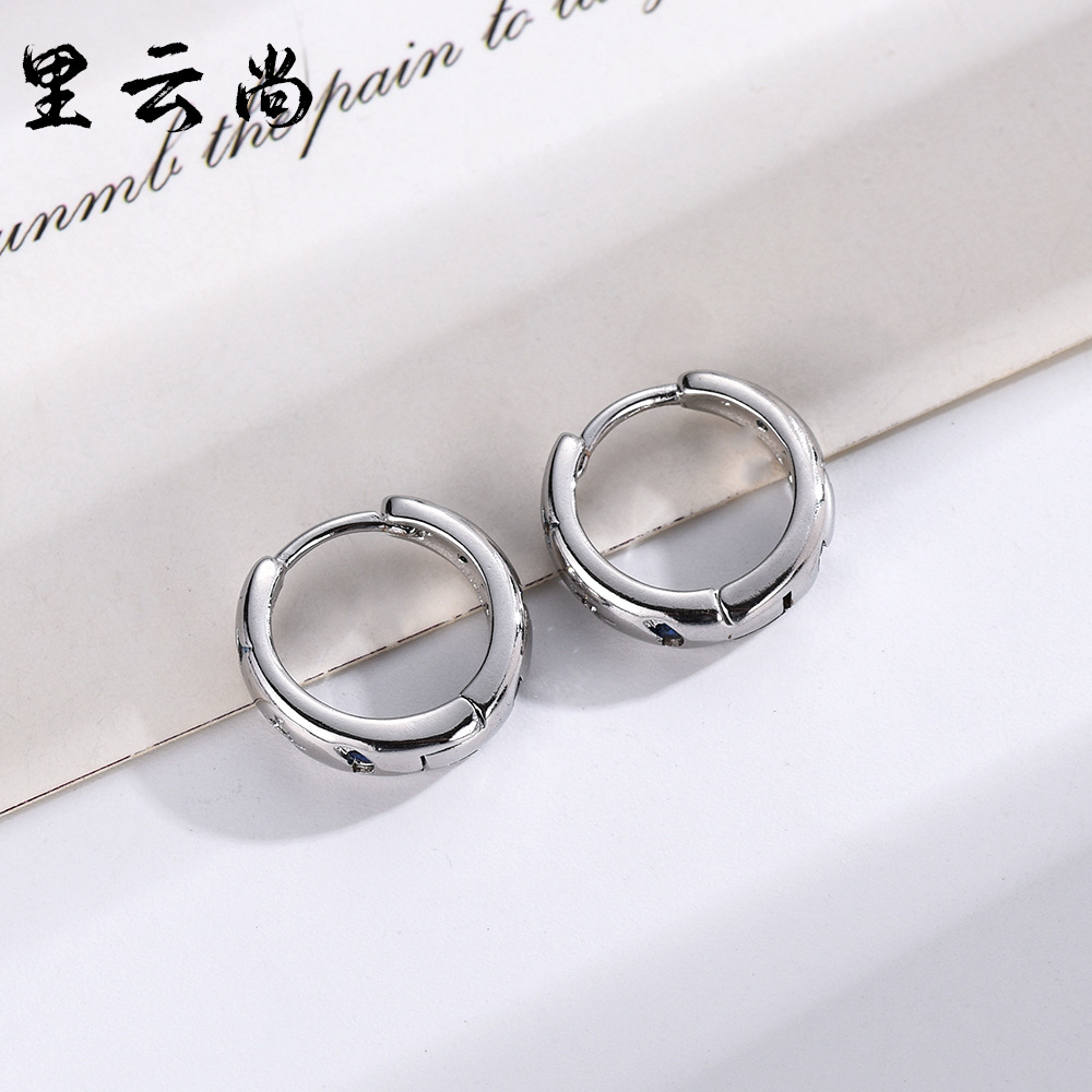Sensory earrings star pattern shiny zircon inlaid hoop earrings elegant luxury style women