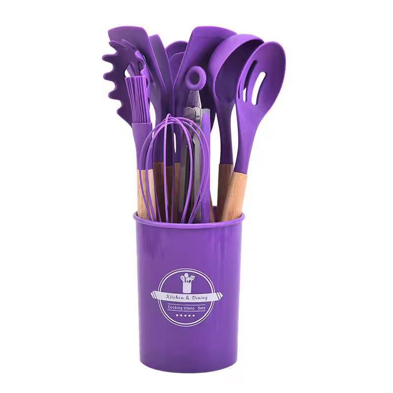 Silicone kitchenware 12-piece set, non-stick pan silicone spatula, household silicone spatula, soup spoon, daily kitchen set