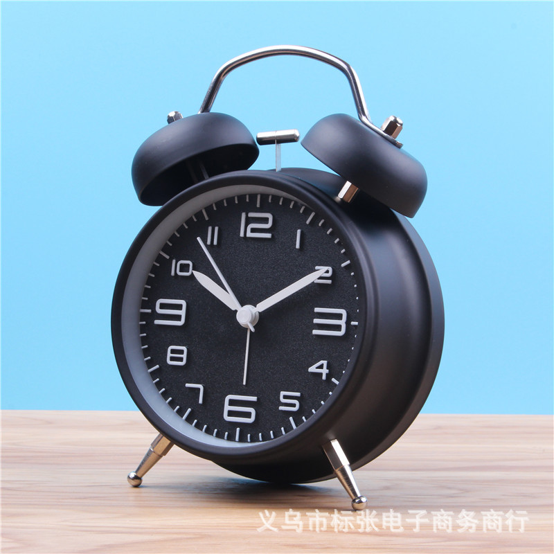 4-inch silent alarm clock metal bell clock ASiDA sweep second hand three-dimensional digital with luminous student clock