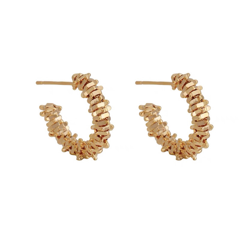 S925 silver needle cauliflower metal ear hoop women ear studs small earrings ear accessories