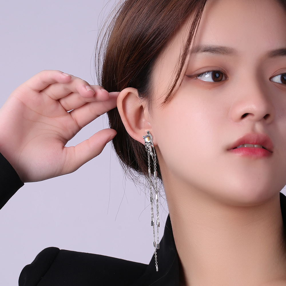 New Irregular Tassel Long Earrings Women's Ear Studs Ear Accessories Live Stream