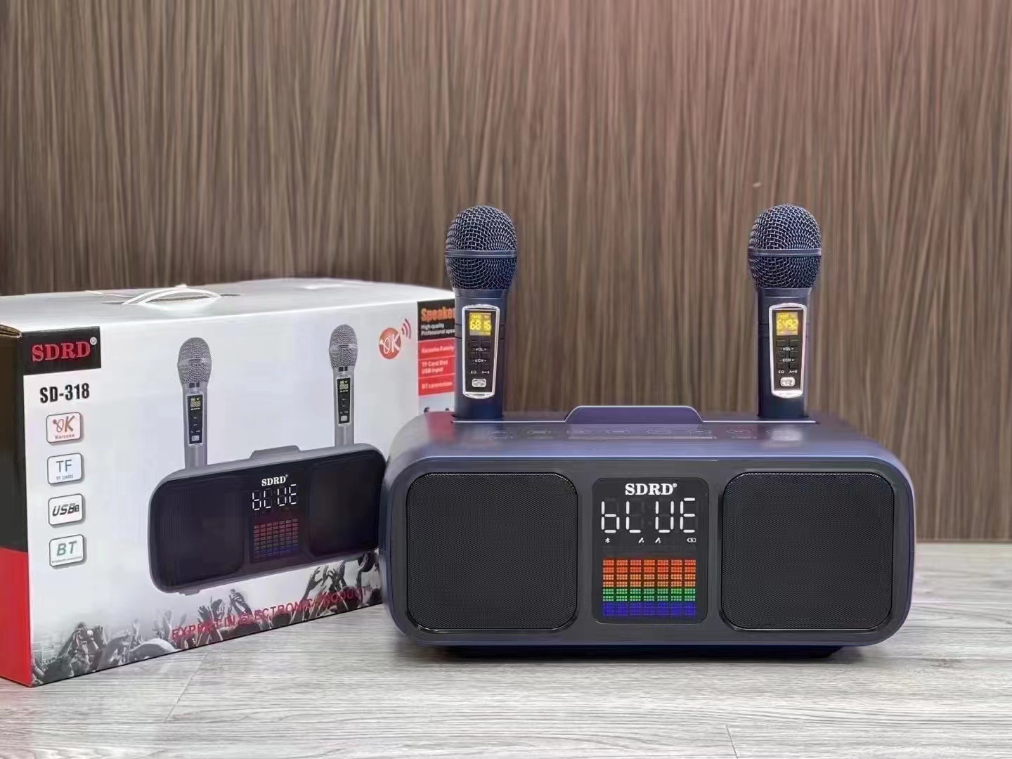 SD318 Wireless Bluetooth Speaker Dual Microphone Mobile TV KTV Singing Karaoke All-in-One Audio