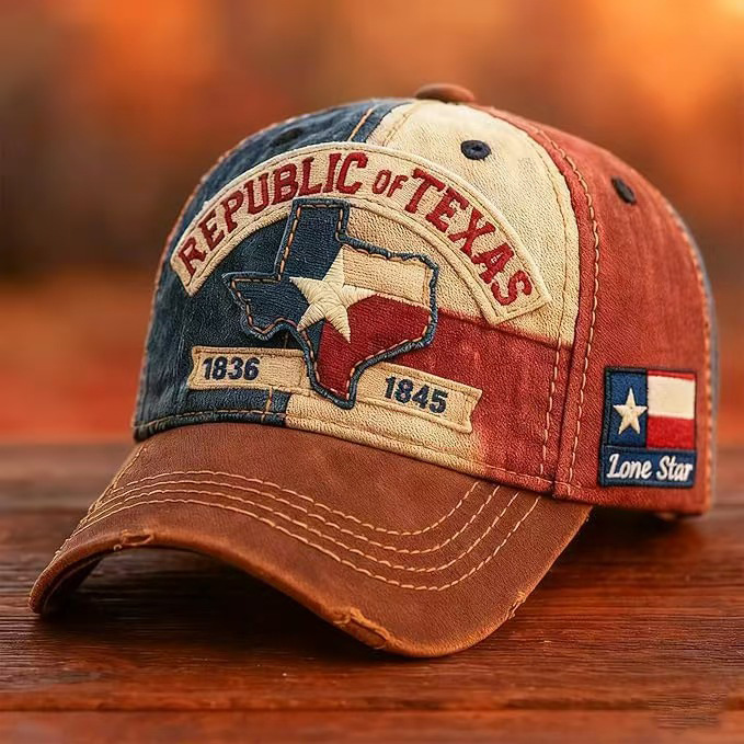 New Texas Distressed Baseball Cap Memorial Embroidered Hat Washed Sun-Protective Embroidery
