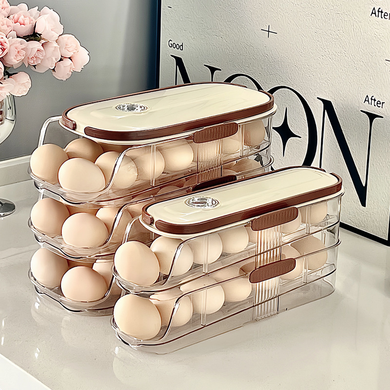 Egg Storage Box Side Door Storage Refrigerator Special Food Grade Rolling Egg Rack Fresh-Keeping Shelf Tray