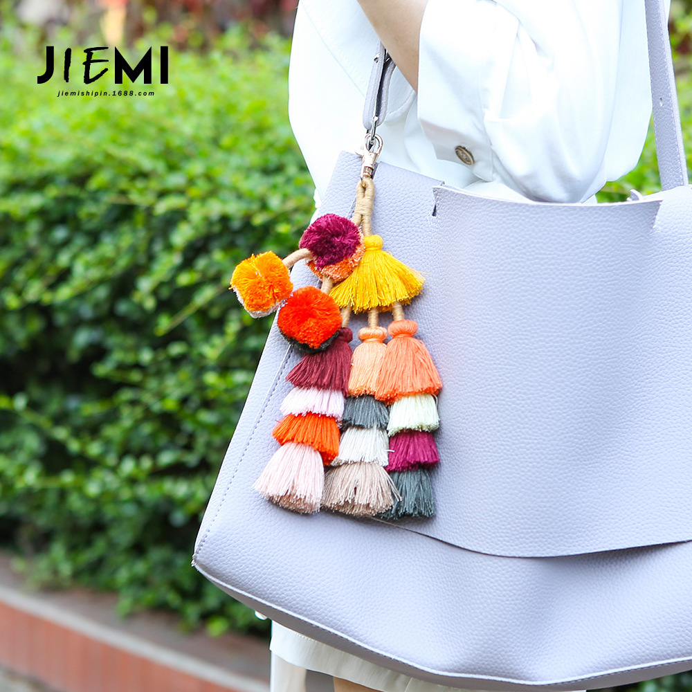 Bohemian Tassel Pendant DIY Handwoven Hanging Decoration Ethnic Style Bag Keychain Pendant