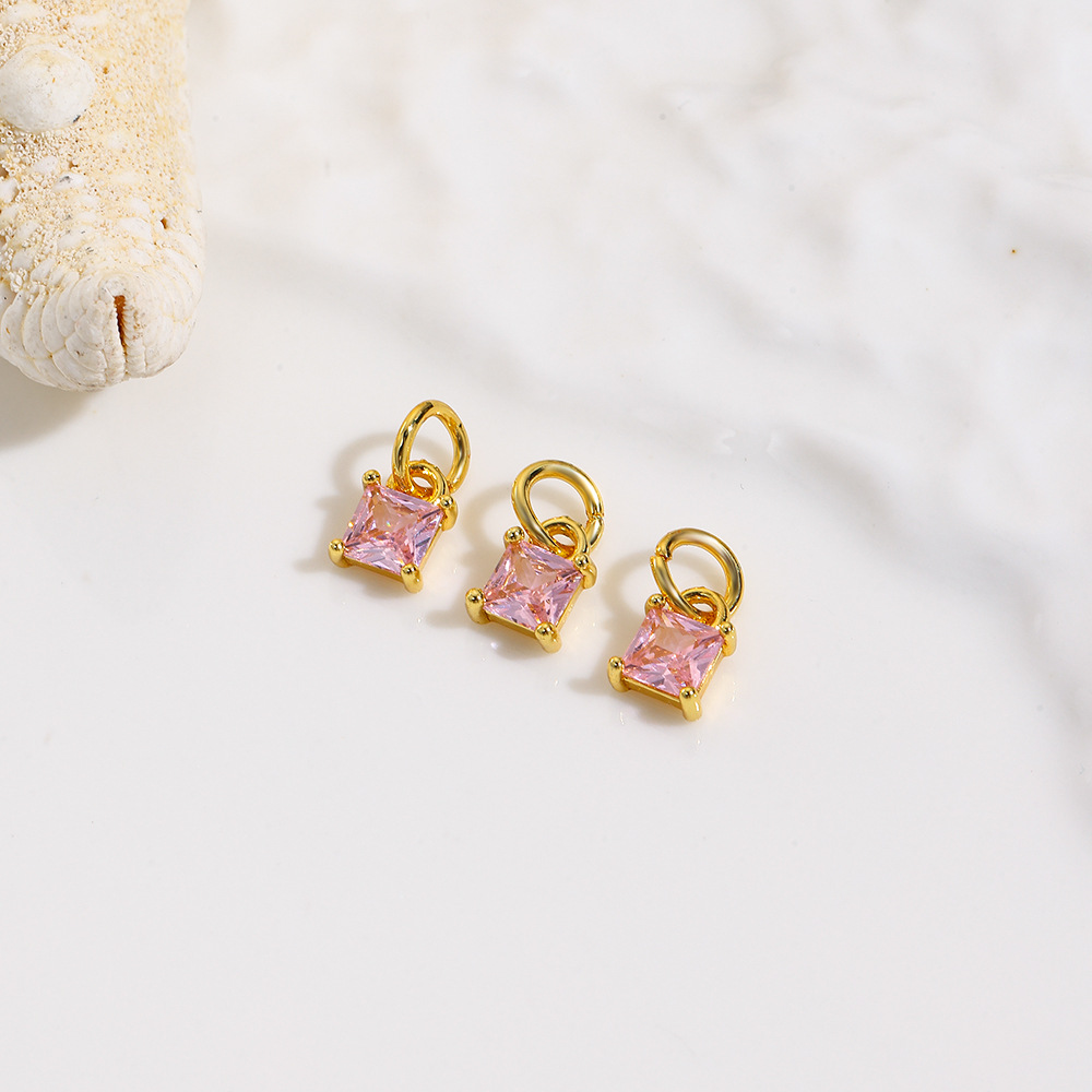 Niche geometric square colored zircon small pendant, DIY bracelet necklace earring accessories materials jewelry