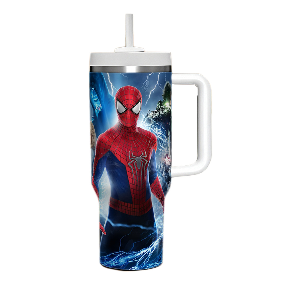 Spider-Man 40OZ stainless steel thermal cup car cup with handle car ice霸 cup