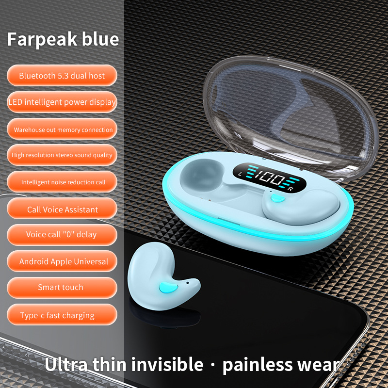 Private mold x55 sleep earphone battery display invisible in-ear mini e-sports Bluetooth low latency