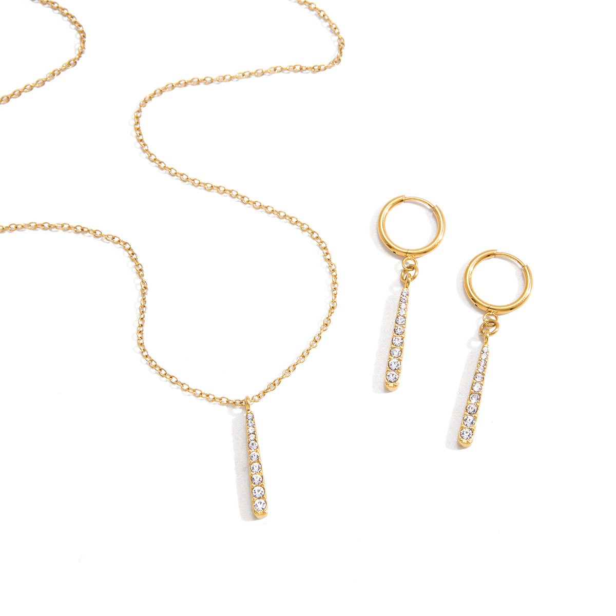 Jieding titanium steel zircon necklace niche jewelry women stainless steel earrings ear accessories