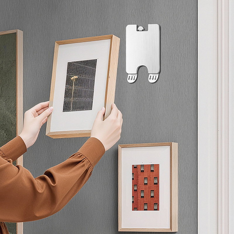 Stainless Steel Picture Hanging No-Drill Photo Frame Special Non-Mark Wall Nail Sticker Hook Living Room Adhesive Hook