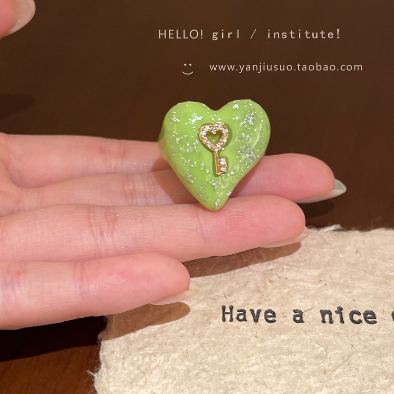 Cute Dopamine Love Geometric Ring for Women Fun Index Finger Ring Simple Colorful Ring